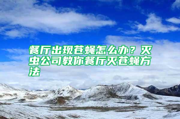 餐廳出現(xiàn)蒼蠅怎么辦？滅蟲(chóng)公司教你餐廳滅蒼蠅方法