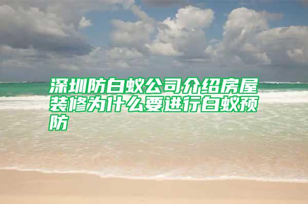 深圳防白蟻公司介紹房屋裝修為什么要進行白蟻預防