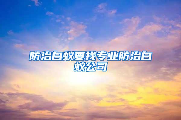 防治白蟻要找專業(yè)防治白蟻公司