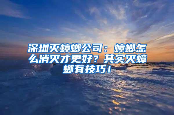 深圳滅蟑螂公司：蟑螂怎么消滅才更好？其實(shí)滅蟑螂有技巧！