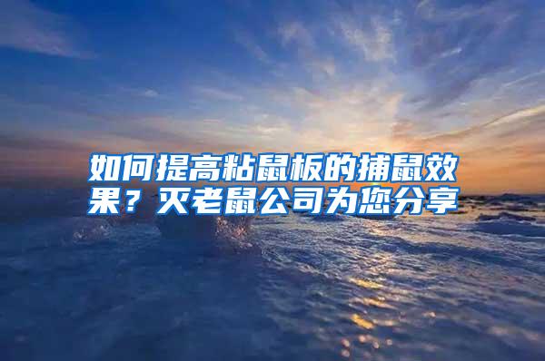 如何提高粘鼠板的捕鼠效果？滅老鼠公司為您分享